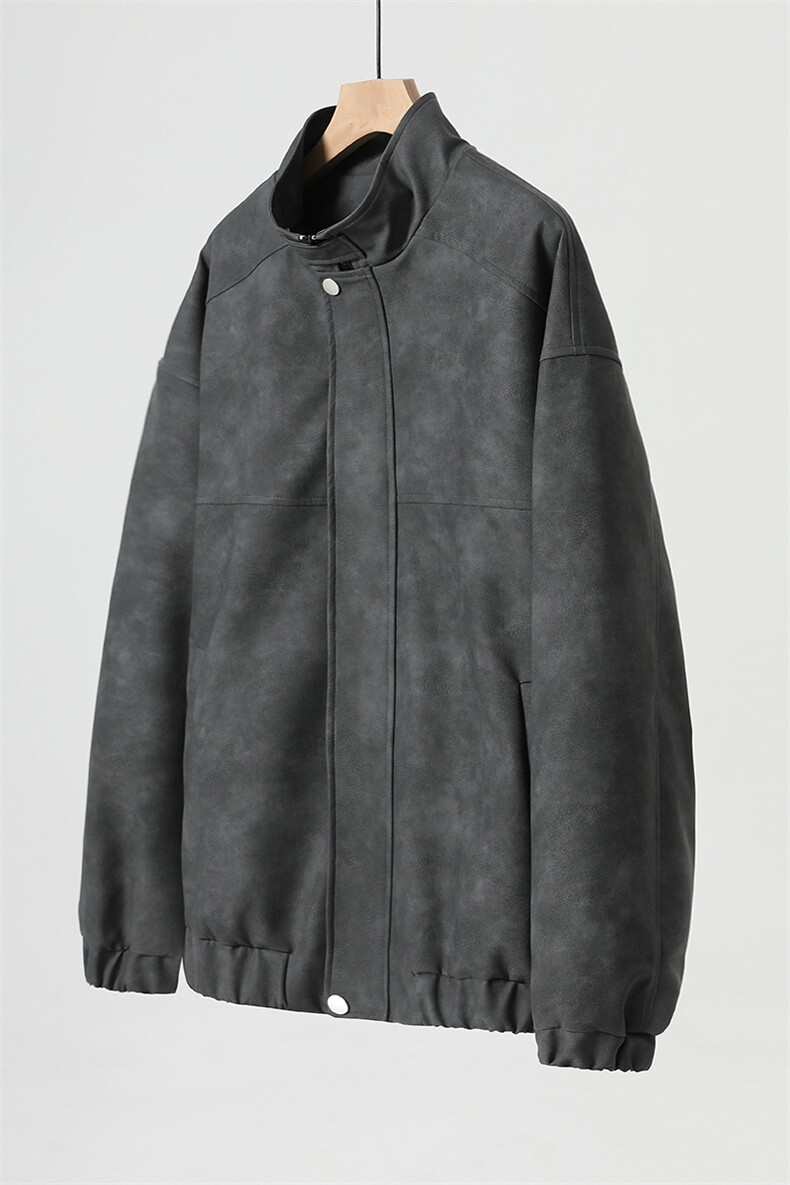 秋季宽松夹克男港风复古怀旧美式骑行机车服PU皮衣外套JK667-P95,男装夹克,星座505-3