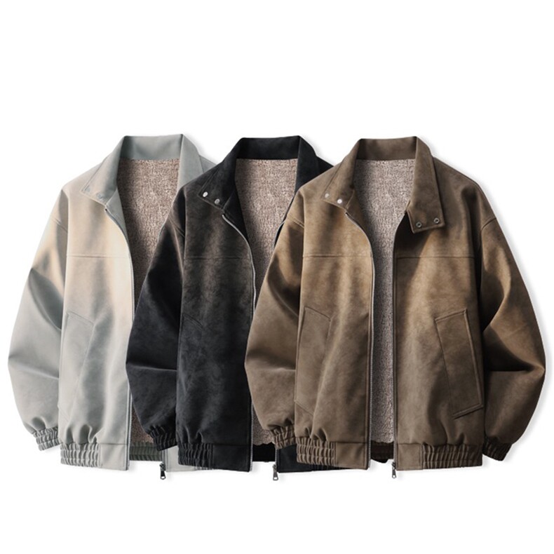 3D图皮衣外套加绒潮牌宽松PU皮翻领机车夹克A025-HY1730-P100,男装夹克,电商A025