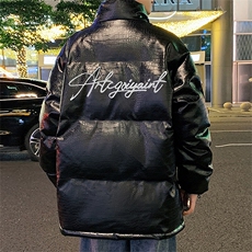已注册港风直播抖音高品质宽松男羽绒棉加厚PU皮棉衣外套M1508P90，男装棉衣，电商C408(原B339-1)