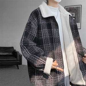 M-8XL格子羊羔毛棉服冬季大码小香风加绒外套加厚棉衣MF7001/P138图片