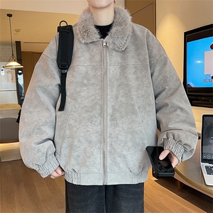 座山雕男装冬季美式加绒加厚夹棉皮衣外套潮情侣款XZ102B-1P115