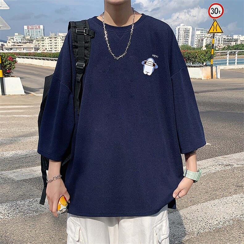Q11167-P30春夏季七分袖t恤男大码五分袖男短袖中袖,男装T恤,电商A040