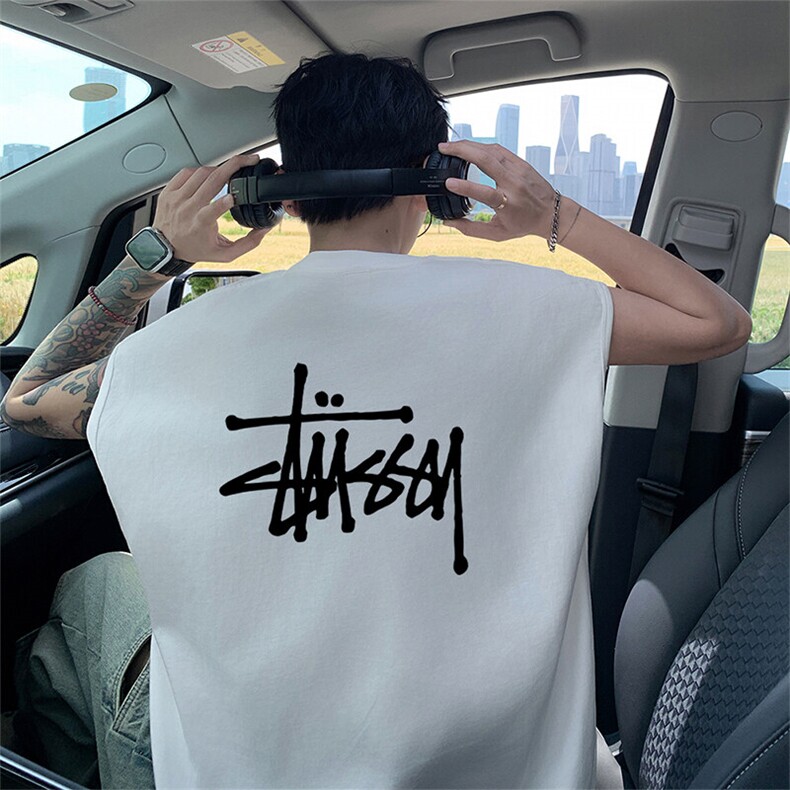 可48小时发货支持抖音得物来样二开240克重磅美式纯棉背心无袖t恤图片