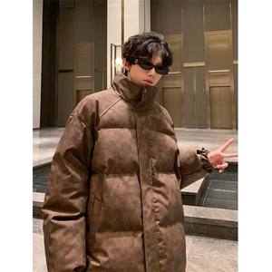 现货）档口图 美拉德复古皮棉衣纯色立领加厚棉袄棉服7383-特P90图片