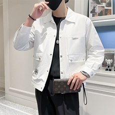 社会小伙韩版潮流时尚潮流翻领上衣修身工装夹克JK085-P95控135，男装夹克，电商A413