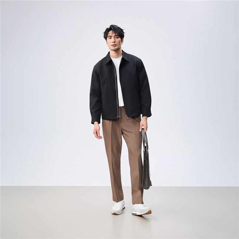 秋季2025老钱风抖音纯色休闲立领夹克店主风A236-JK628-P125,男装夹克,电商A236