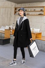 秋冬新款-韩版假两件戴帽大衣，其它，依歌贝诺