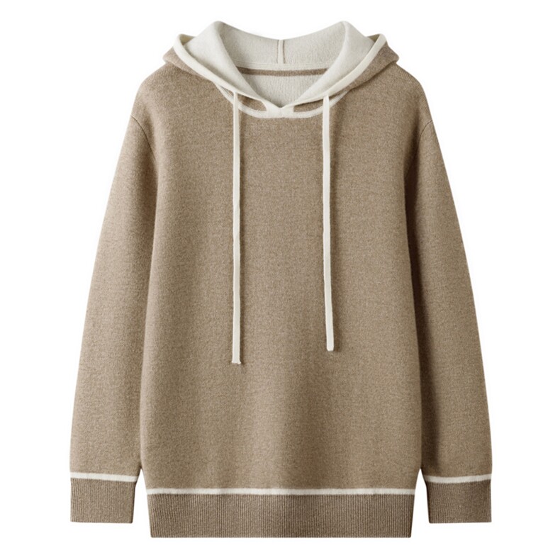 2025连帽拼色连帽百搭时尚简约羊绒衫，男装羊绒套衫，忠诺羊绒