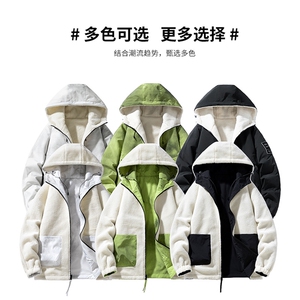 L-9XL冬季羊羔绒双面穿加肥加大棉衣宽松潮棉祅XZ109-M6856-P120图片