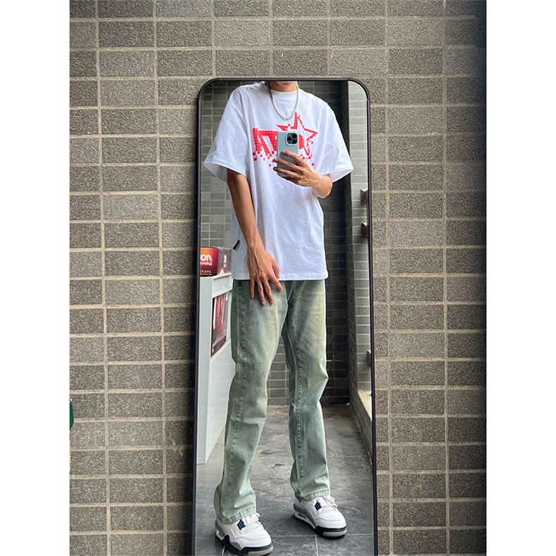K1787～批60控88有货（自家图）2024美式vibe潮牌痞帅修身牛仔裤，男装牛仔裤，星座218-5