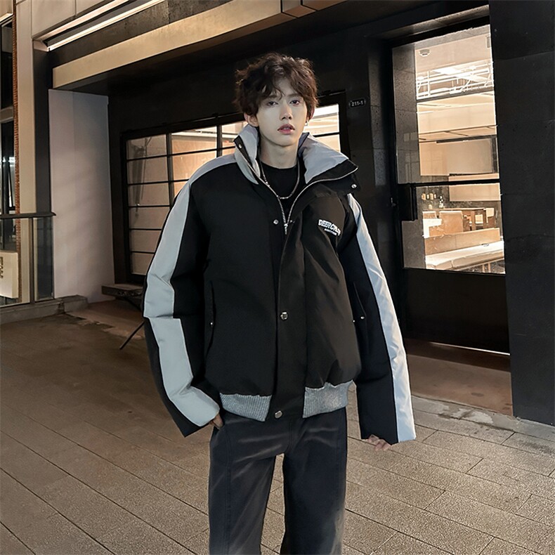 405A美式高街撞色短款棉服加厚立领面包服MY24919-P125控158,男装棉衣,星座405A