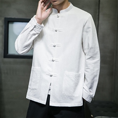 2025夏季风大码盘扣衬衫男棉麻长袖上衣A008/CS0661/P65，男装衬衫，电商A008
