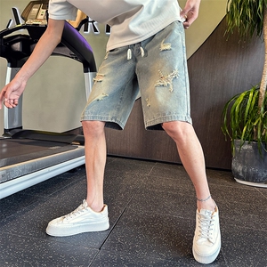 2026春季新款水洗牛仔短裤 男士宽松破洞休闲夏季五分裤901N01P38，男装牛仔裤，星座901