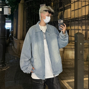 美式复古做旧水洗休闲夹克拉链设计感时尚百搭外套图片