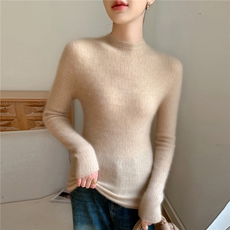 2025年秋季女士一线成衣斜向纹理高领，女装羊绒衫，百越羊绒