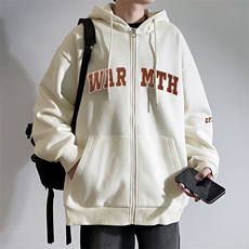 新款男百搭设计感纯色情侣字母港风白墙针织外套WT3415-P60控98，男装夹克，星座717