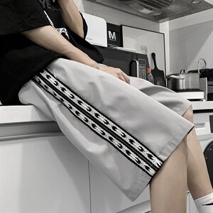 现货夏季织带拼接运动短裤宽松大码五分裤休闲裤男A071-DK18-P25,男装休闲裤,电商A071