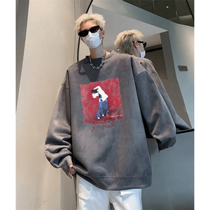 抖音得物供货 提供视频 秋冬重磅美式麂皮绒圆领卫衣 JY333图片