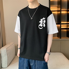 冰氧仿棉短袖店主风夏季休闲百搭字母印花男上衣TC3151-P24控48，男装T恤，星座717