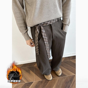 加绒银狐绒480g重磅腰带设计西裤弯刀裤男K24060J加绒-特P58控108图片