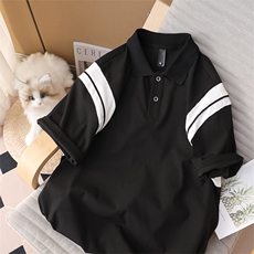 主推大码港风情侣冰丝到翻领polo衫日系五分裤休闲套装S17P65，男装休闲套装，电商B226