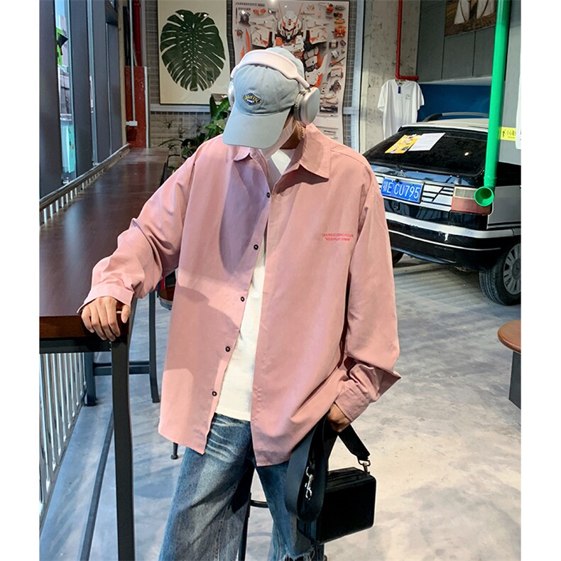秋季新款QT2603-TP30控价48多色可选桃皮绒休闲宽松印花衬衫男,男装衬衫,电商A102