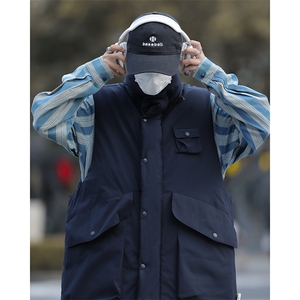 棉马甲男韩版潮流多口袋高街帅气2024冬季新款ins背心MF052-P58图片