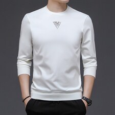 2023秋季新款长袖男士中年圆领薄款印花韩版潮流商务休闲卫衣，男装卫衣，电商B212（原钱塘6029）