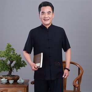 221/ 中老年唐装套装夏季短袖太拳运动套装老人夏装短袖刺绣图片