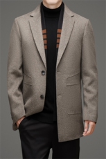 MJ-2908男士双面尼风衣外套休闲翻领羽绒内胆大衣尼克服中长款，男装风衣，电商B360