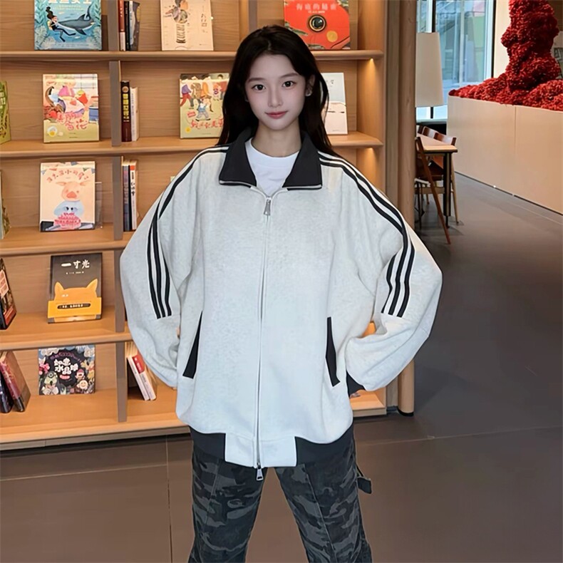抖音得物高品质26春装美式高街重磅结构拼接织带立领卫衣外套CM42,女装短外套,电商A486-1