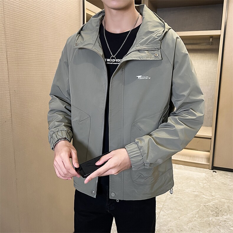 2023-冲锋衣春秋季新款工装连帽长袖夹克外套8303P110，男装夹克，电商A203-1