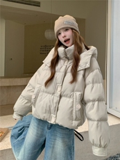 小个子连帽短款羽绒服女冬季新款重工90白鸭绒洋气保暖外套面包服，女装羽绒服，韩然一族