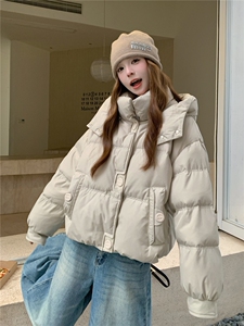 小个子连帽短款羽绒服女冬季新款重工90白鸭绒洋气保暖外套面包服图片