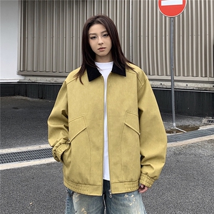 秋冬男士皮衣拼接翻领潮流机车夹克情侣机能外套GS60055图片