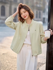 小个子短外套女2026年春季女士短款侧缝插袋立领休闲上衣，女装短外套，悦祺