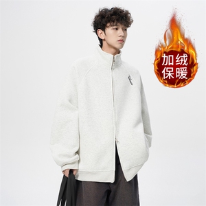 1506A/GW250/P50美式拼接运动夹克男秋季加绒加厚卫衣图片