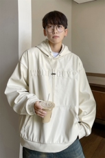 港风秋装潮美式复古压印立体情侣卫衣PU皮衣外套男女G1066P78，男装皮衣，电商A339