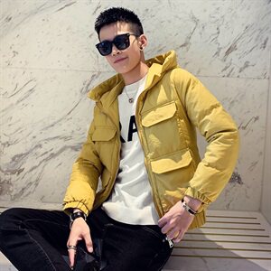 社会风20纯色多口袋修身连帽棉衣外套B297-8806-P140控188图片