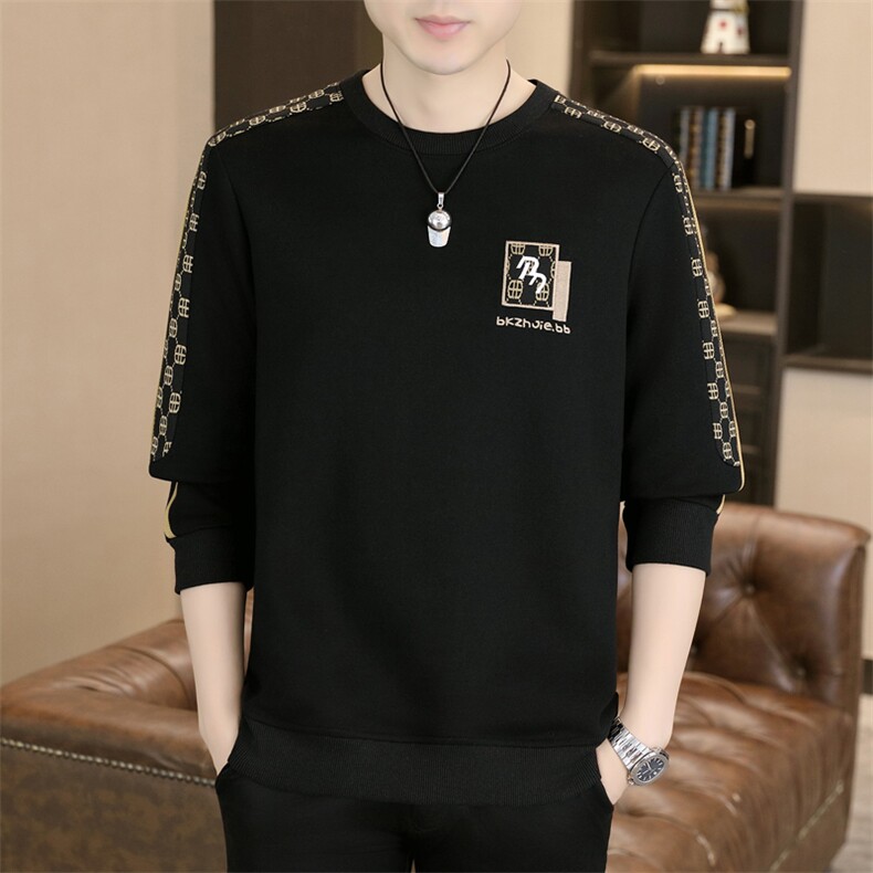 秋冬季男士休闲时尚圆领套头卫衣打底衫L6009--P47加绒P52,男装T恤,星座310B-3