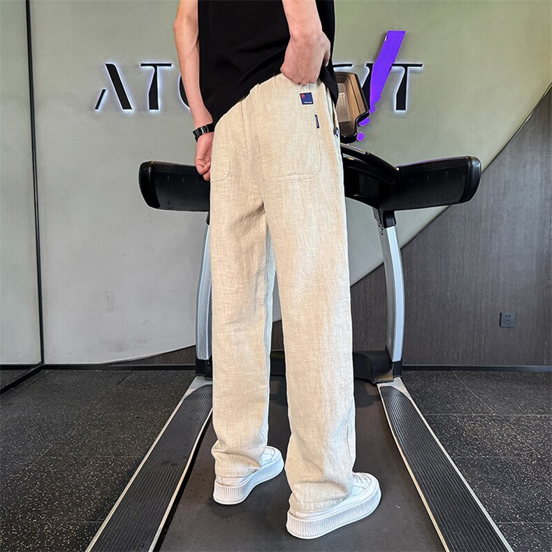 2025夏季轻奢亚麻高级感男裤社会小伙直筒休闲裤韩版裤子2259-P75,男装休闲裤,星座313B-2(原星座309A-2)