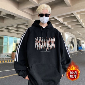 高品质！全棉重磅400克潮牌宽松三条杠连帽卫衣 RH1408JR 特p68图片
