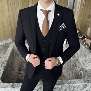 西服套装男士三件套商务职业正装小西装韩版修身伴郎新郎结婚礼服图片