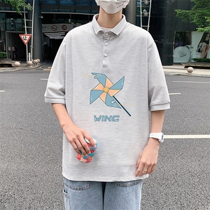 PL57112-P35 翻领短袖polo衫男大码胖子半袖t恤男有领保罗衫 模特图片