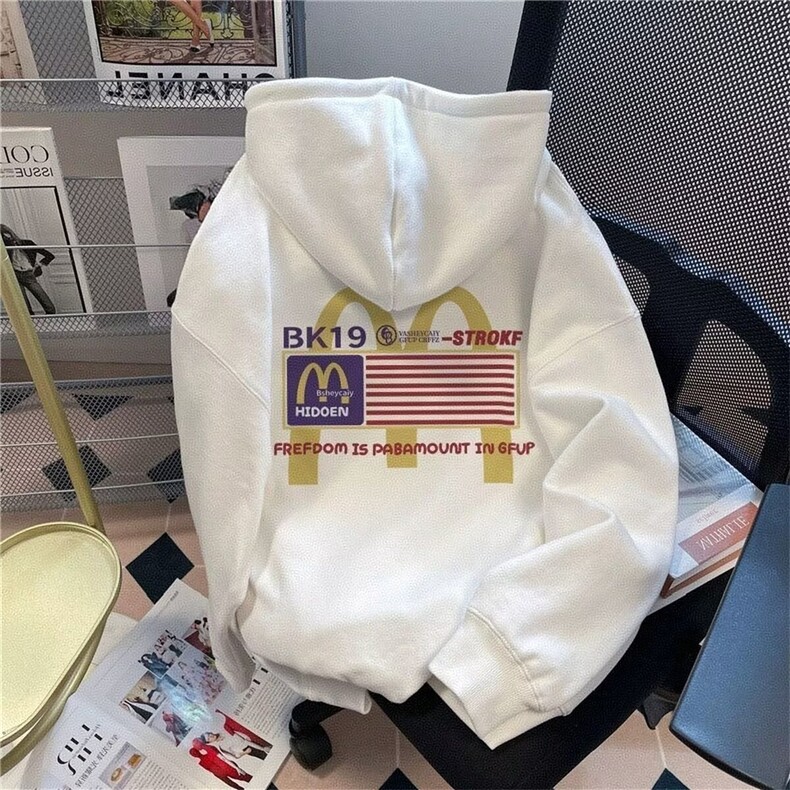 流行美式麦当劳字母连帽卫衣男秋冬外套长袖新款慵懒WYW272P42,女装短外套,星座1013-5