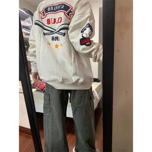 网图有货 美式宽松棒球刺绣圆领卫衣男女 A951-常规P47 加绒P52图片