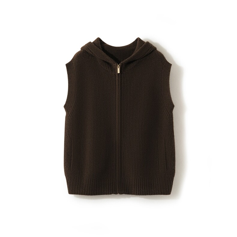 2025年秋季时尚百搭通勤简约休闲马甲帽衫，女装马甲，致织羊绒