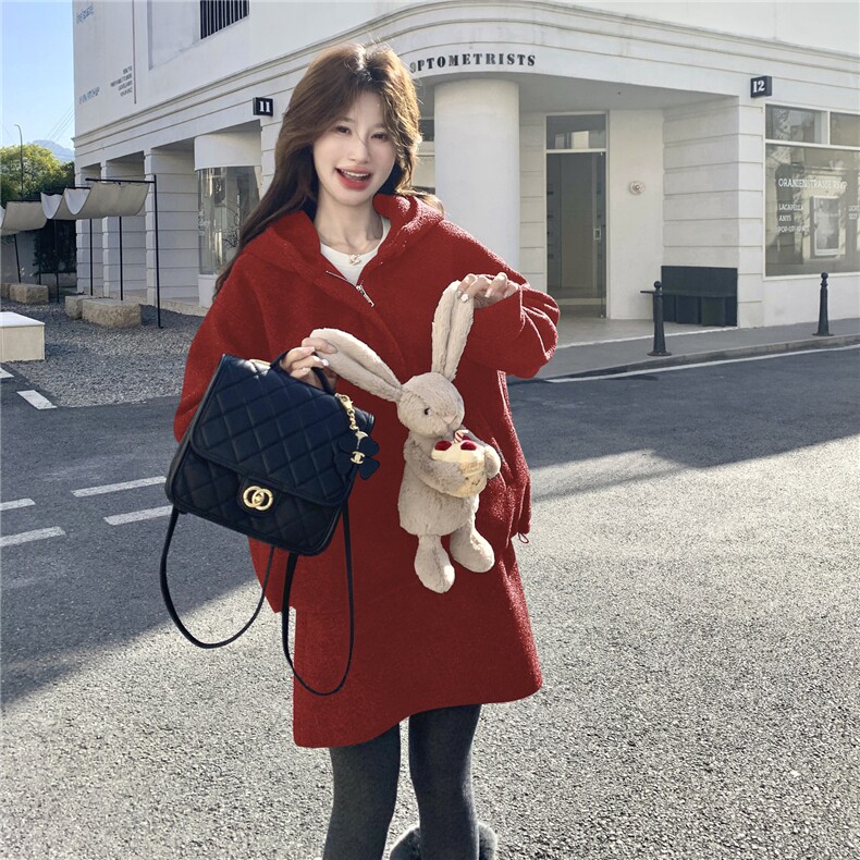 韩系休闲学院风连帽卫衣套装女2025冬休闲加厚保暖半身裙两件套潮，女装套装/套裙，维壹