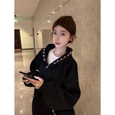卫衣男连帽春秋季ins港风宽松潮牌钉珠休闲百搭外套2025年新款，女装短外套，四季星座505