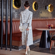 新中式国风套装裙女2025春季新款高级感气质法式盘扣连衣裙两件套，女装套装/套裙，铭街依杨